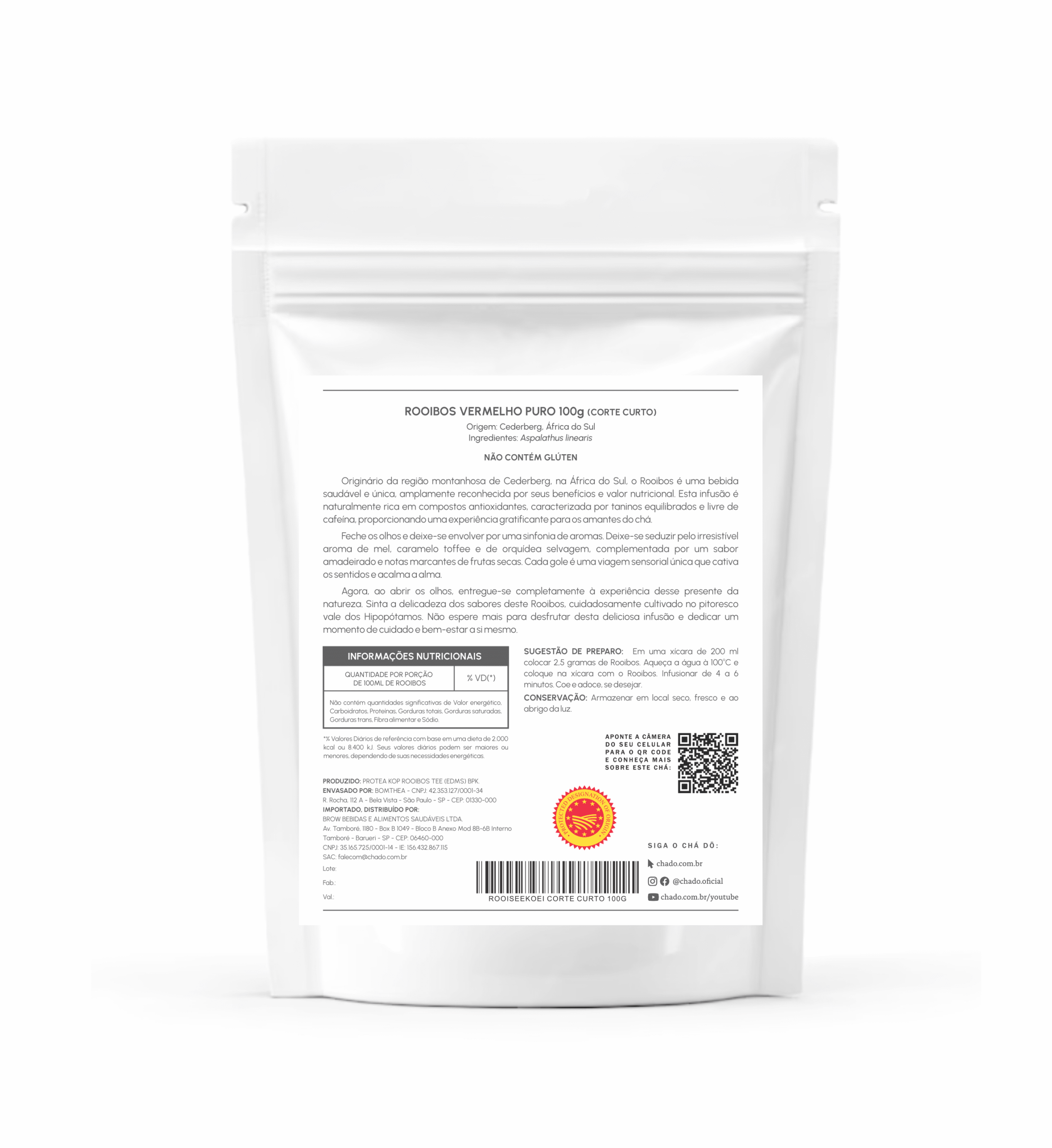Chá de Rooibos Vermelho Puro Corte Curto- ROOISEEKOEI 100g - Imagem 2